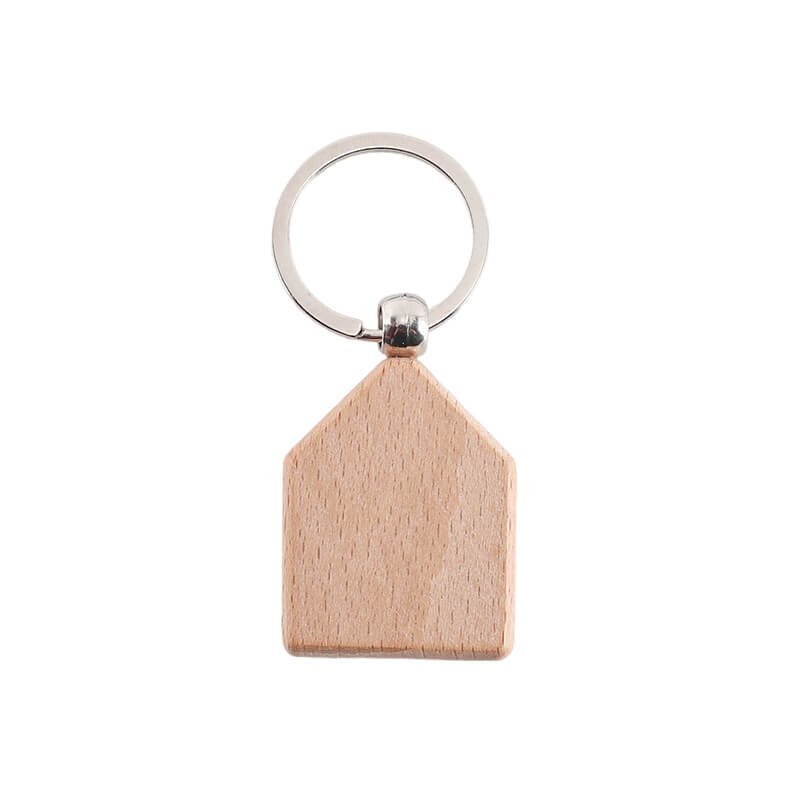 Forma de ventana llavero con madera