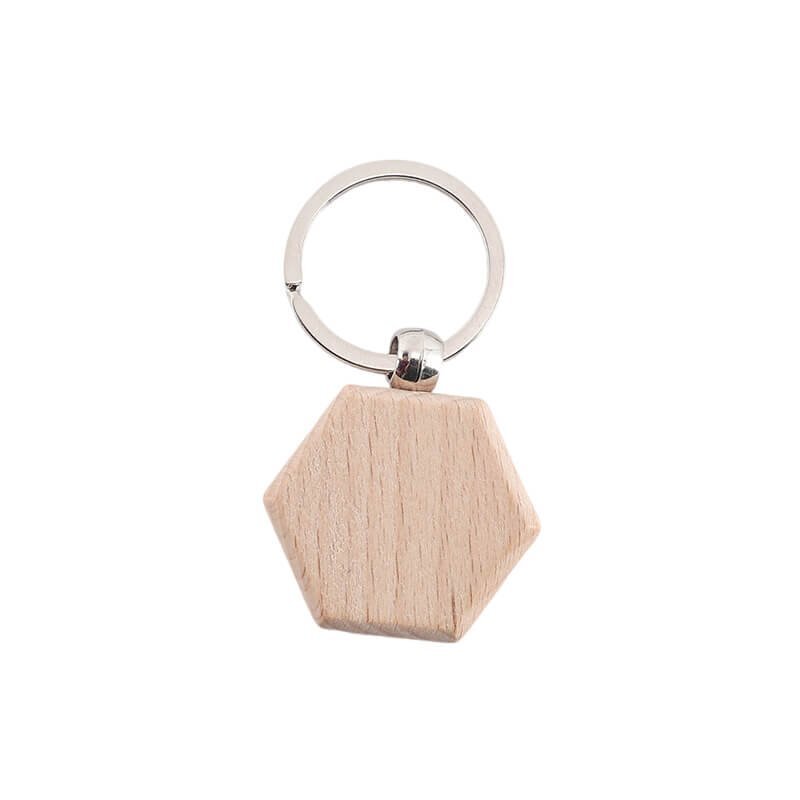 Hexagonal llavero madera