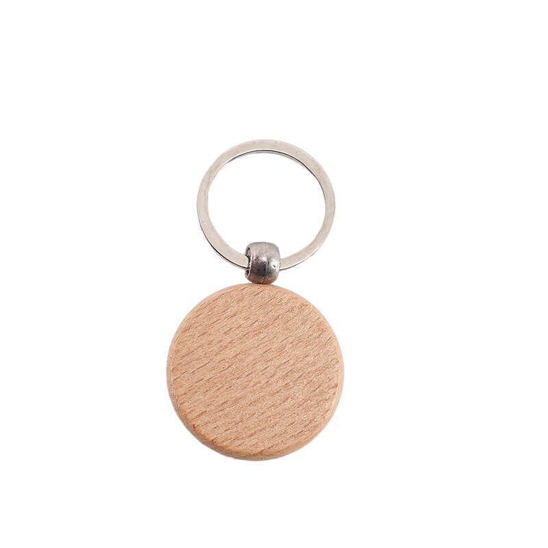 Mini redondo llaveros de madera rusticos