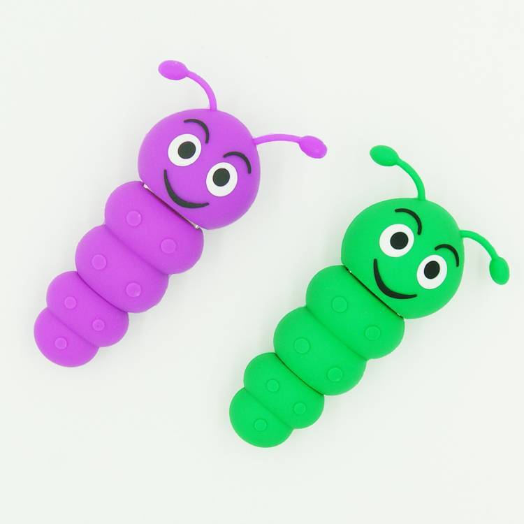pvc caterpillar cute shape cell phone usb flash drive