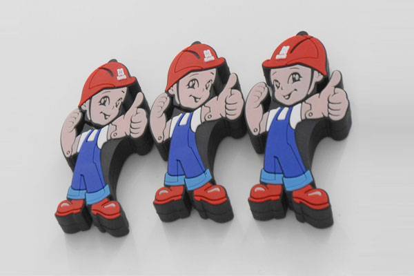 Cartoon construction worker-shaped USB drive