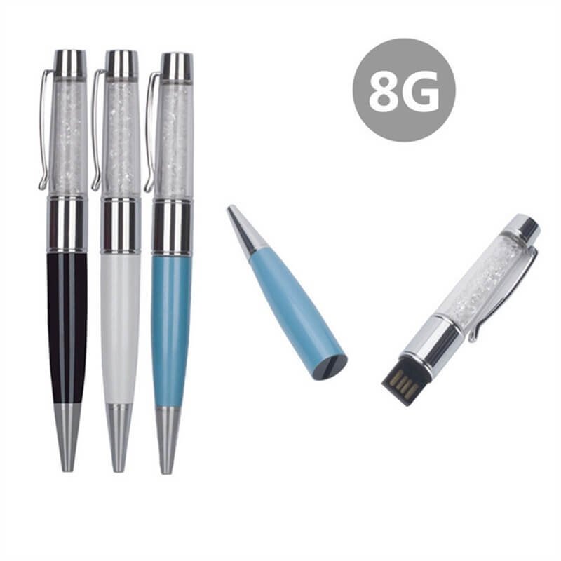 Colored Acrylic Rhinestone Ballpoint Pen USB Flash Drive - Image 2