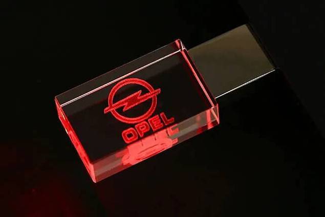Red - Glowing 3D Laser - Engraved Crystal USB Flash Drive