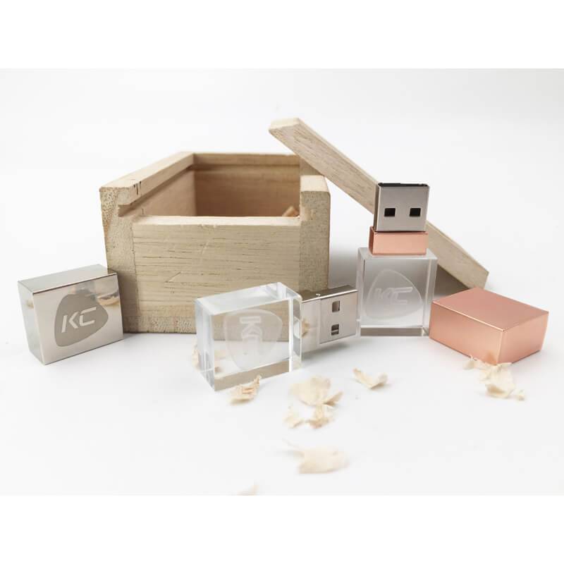 Rectangular Crystal USB Flash Drive with Colored Case