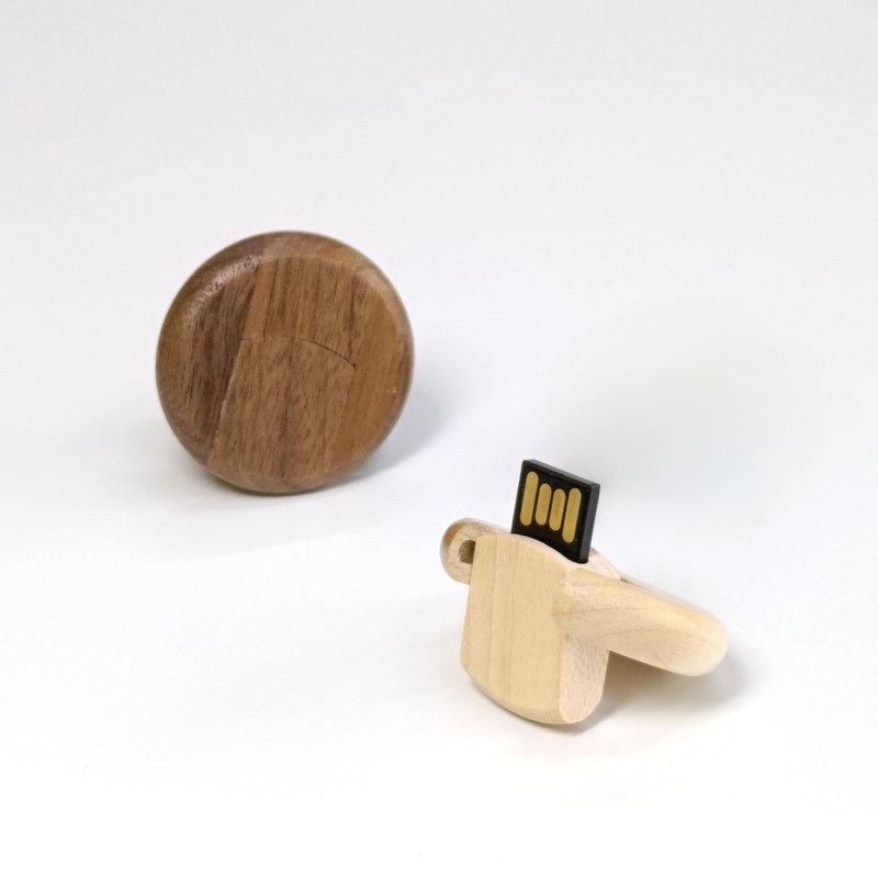 Round Flip Wooden USB Drive