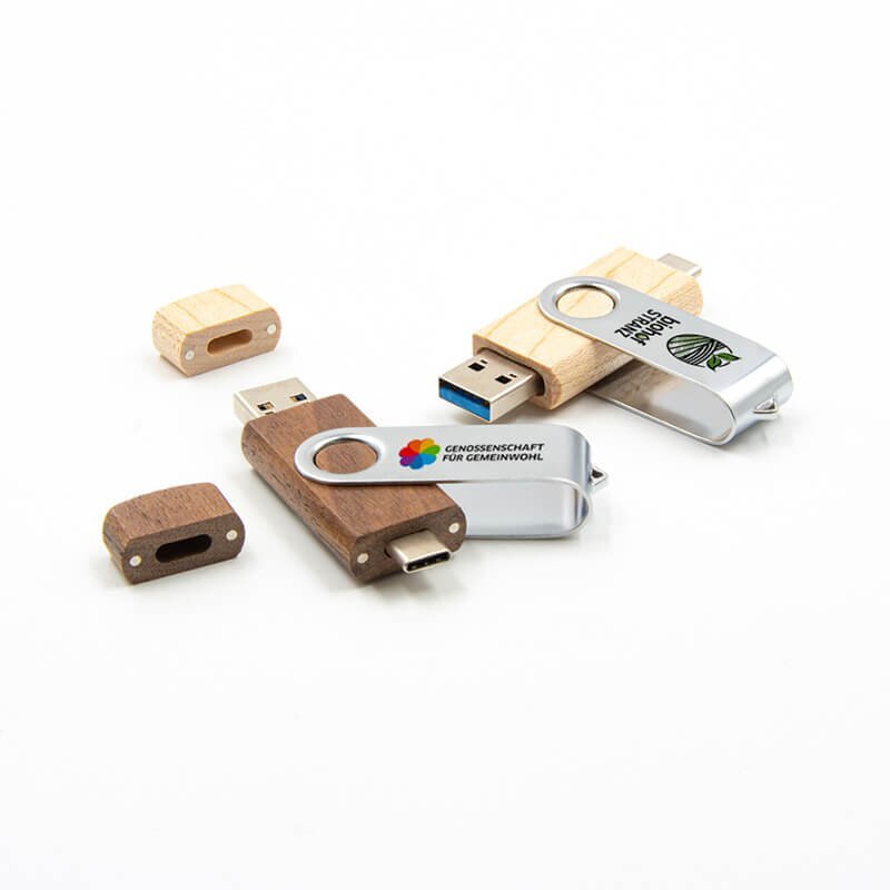 custom usb stick dual wooden twister