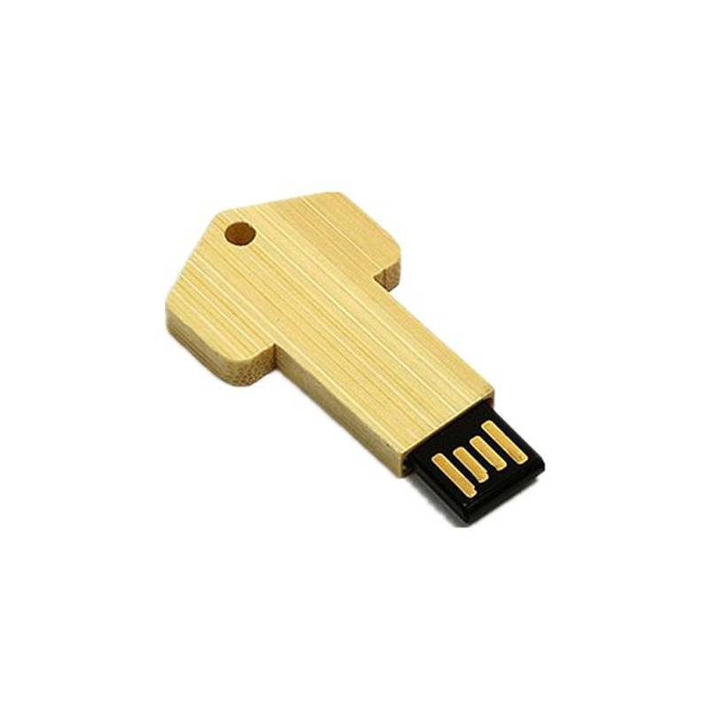 key shape wooden usb flash drive with triangular head