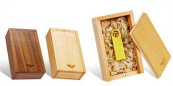 metal usb drive with wooden box