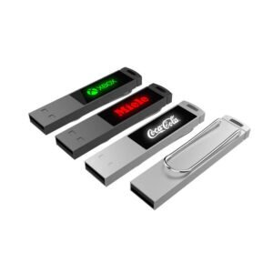 Memoria USB metálica con clip y logotipo LED