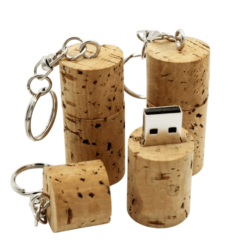 Memoria USB tipo tapón de corcho con cadena