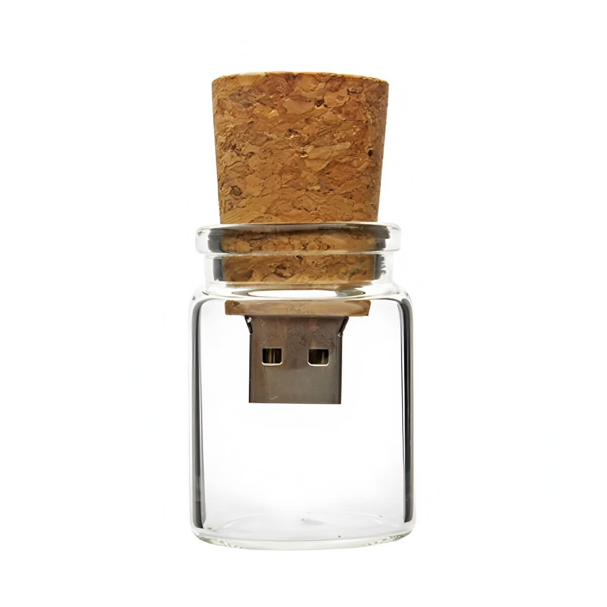 Memoria USB en forma de botella de vidrio con corcho