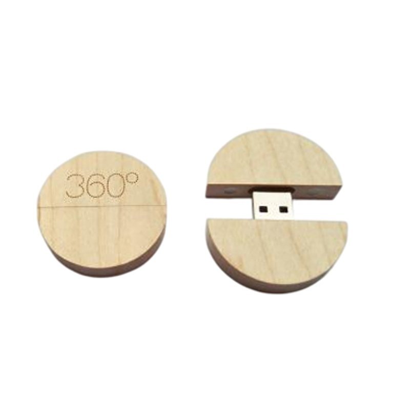 Memoria USB redonda de madera magnética