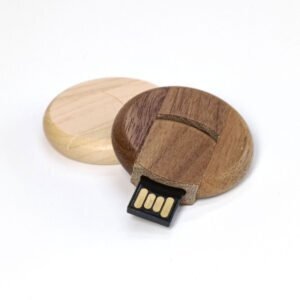Memoria USB redonda de madera