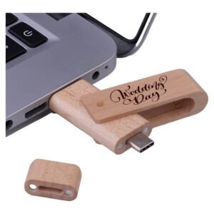 Memoria USB de madera con conexión USB-A y USB-C