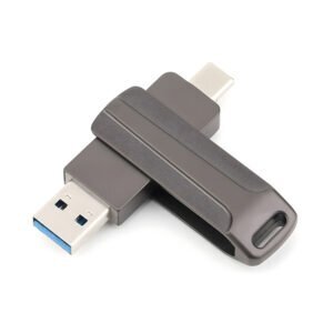 gris acero - Nueva memoria USB tipo C giratoria para teléfono