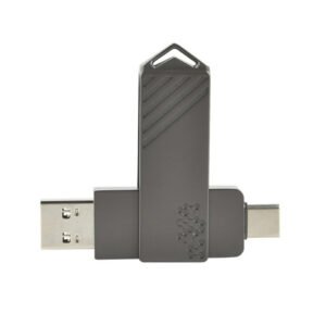 Memoria USB-C giratoria metálica con textura hexagonal