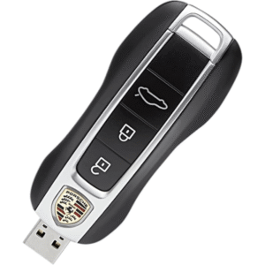 Memoria USB con diseño de llave Porsche y conector deslizante